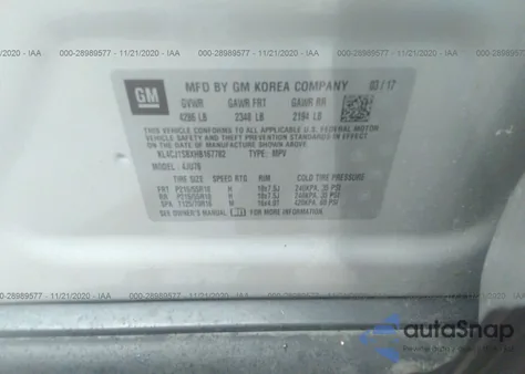 2017 Buick Encore z USA, uszkodzony, nr VIN KL4CJ1SBXHB167782